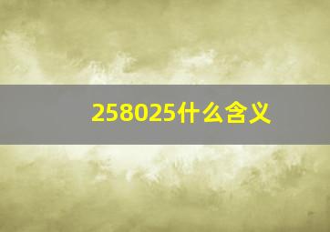 258025什么含义