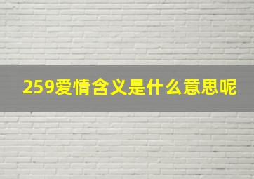 259爱情含义是什么意思呢