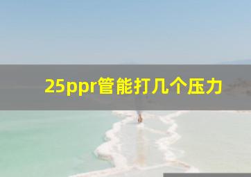 25ppr管能打几个压力