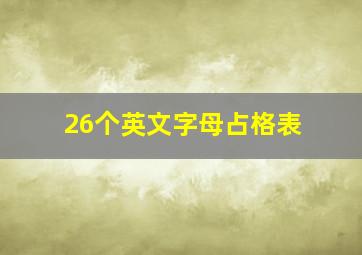 26个英文字母占格表