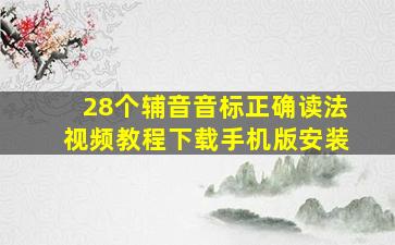 28个辅音音标正确读法视频教程下载手机版安装