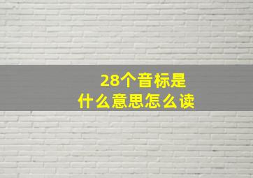 28个音标是什么意思怎么读