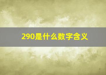 290是什么数字含义