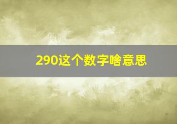 290这个数字啥意思