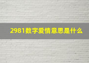 2981数字爱情意思是什么