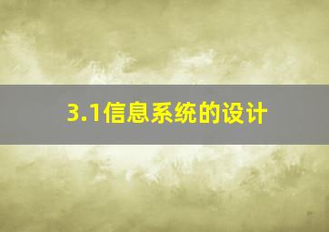 3.1信息系统的设计