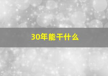 30年能干什么