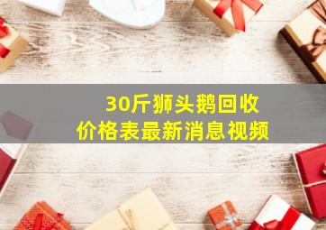 30斤狮头鹅回收价格表最新消息视频