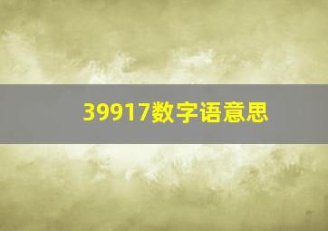 39917数字语意思