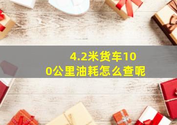 4.2米货车100公里油耗怎么查呢