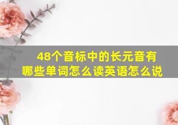 48个音标中的长元音有哪些单词怎么读英语怎么说