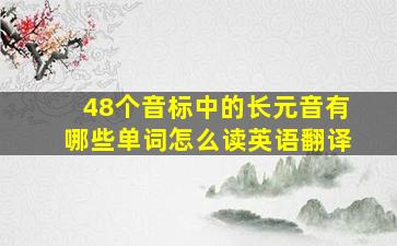 48个音标中的长元音有哪些单词怎么读英语翻译