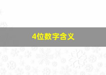 4位数字含义