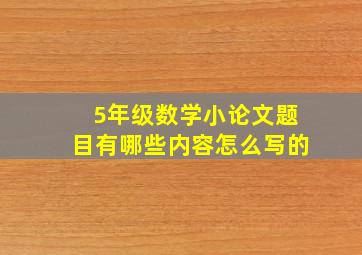 5年级数学小论文题目有哪些内容怎么写的