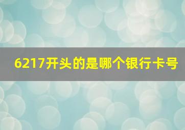 6217开头的是哪个银行卡号