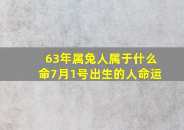 63年属兔人属于什么命7月1号出生的人命运