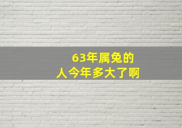 63年属兔的人今年多大了啊