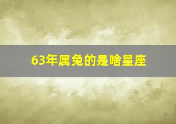 63年属兔的是啥星座