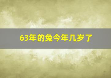 63年的兔今年几岁了