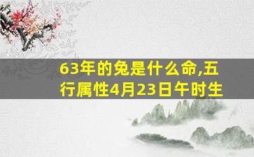 63年的兔是什么命,五行属性4月23日午时生