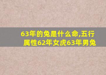 63年的兔是什么命,五行属性62年女虎63年男兔