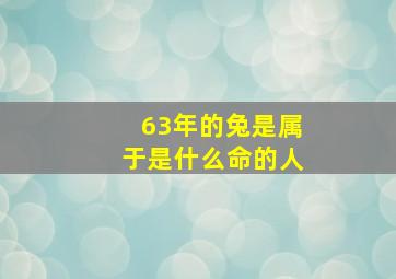 63年的兔是属于是什么命的人