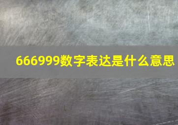 666999数字表达是什么意思