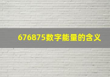 676875数字能量的含义