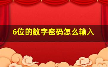 6位的数字密码怎么输入