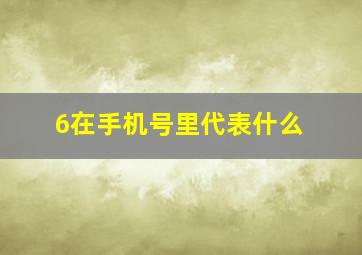 6在手机号里代表什么