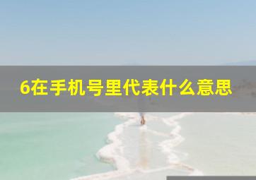 6在手机号里代表什么意思