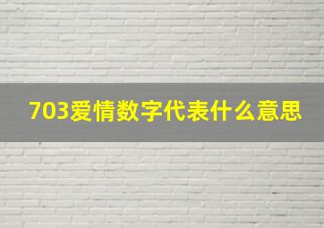 703爱情数字代表什么意思