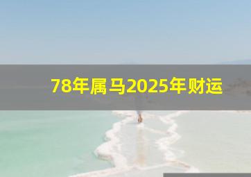 78年属马2025年财运