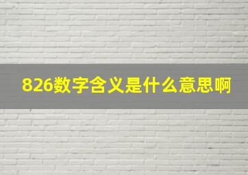 826数字含义是什么意思啊