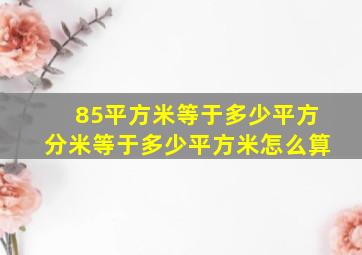 85平方米等于多少平方分米等于多少平方米怎么算