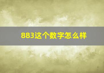 883这个数字怎么样