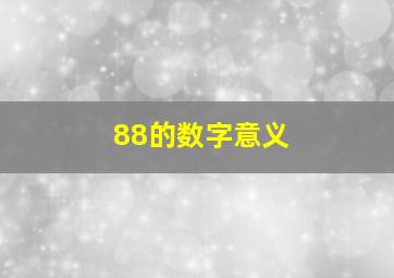 88的数字意义