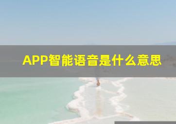 APP智能语音是什么意思