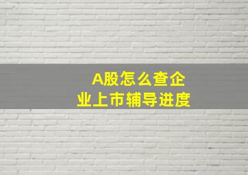 A股怎么查企业上市辅导进度