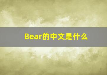 Bear的中文是什么