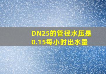 DN25的管径水压是0.15每小时出水量