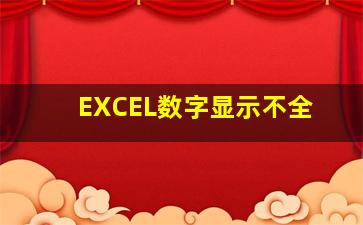 EXCEL数字显示不全