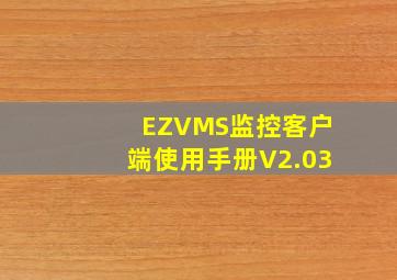 EZVMS监控客户端使用手册V2.03