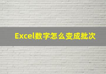 Excel数字怎么变成批次