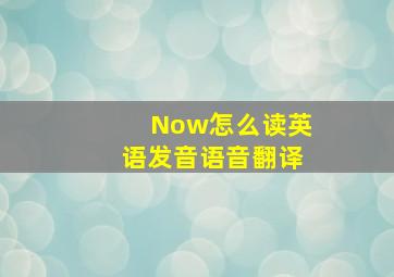 Now怎么读英语发音语音翻译