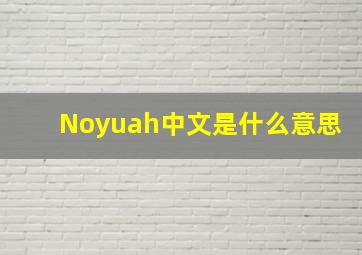 Noyuah中文是什么意思