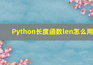 Python长度函数len怎么用