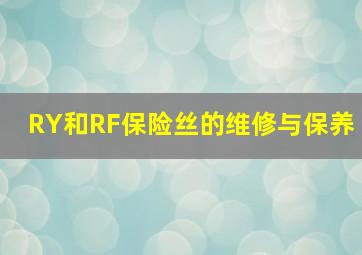 RY和RF保险丝的维修与保养