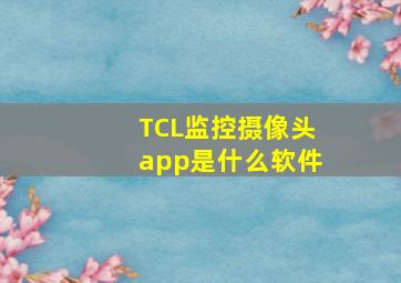 TCL监控摄像头app是什么软件