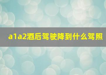 a1a2酒后驾驶降到什么驾照